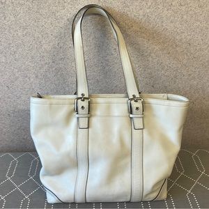 Coach White Leather Tote